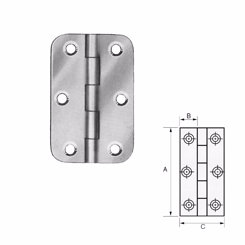 Kanthængsel fzb 76x49mm Ø.hj. m/fast tap 13213