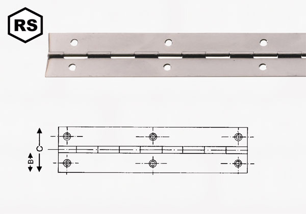 Klaverhængsel rustfri A2, 28mm 3,5mtr
