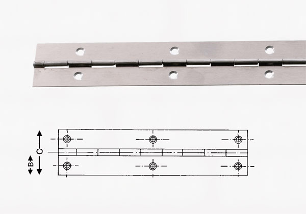 Klaverhængsel alu 25mm 3,5mtr