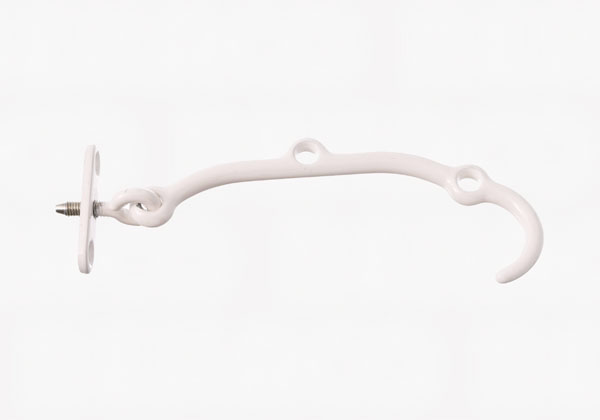 Stormkrog hvid 119mm m/plade + 2 hul 3463, I-pk