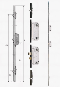 Assa Abloy - Stanglås m/ekstra lås 2250/8765/9788