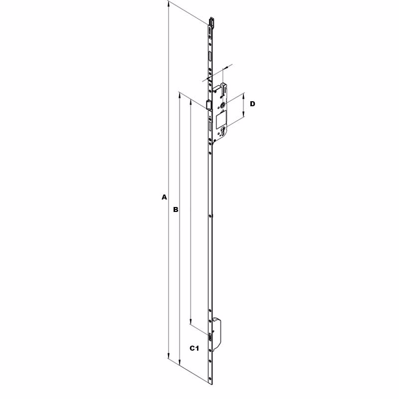 Paskvil underdel f/euro cyl. cc92, D55, 1376mm, m/hagekolve