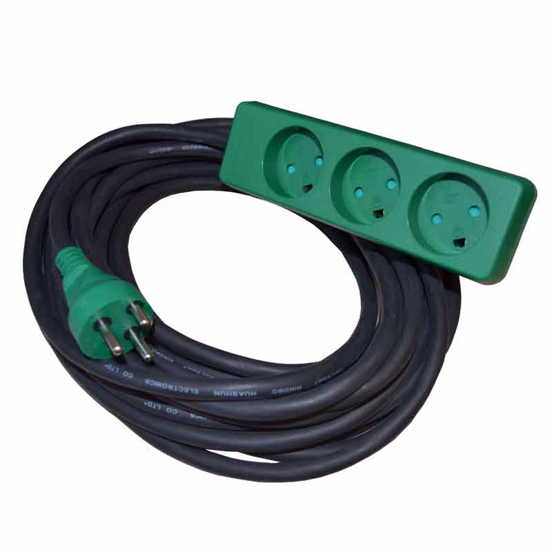 Kabelsæt 3x1,5mm² - 5 meter m/3-stikdåse