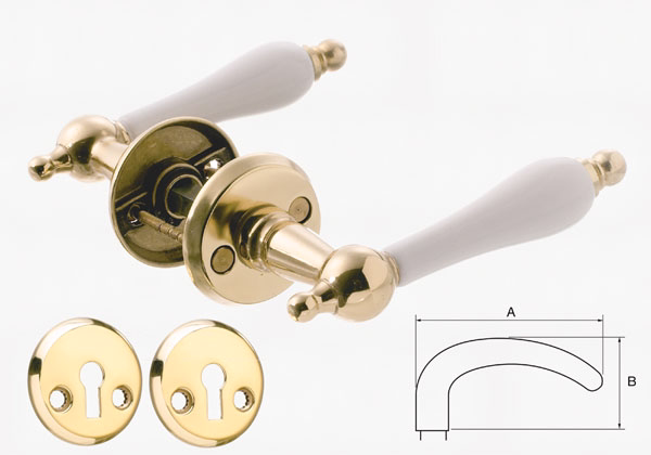 Dørgreb mess/porcelæn husmand cc30, 38-42