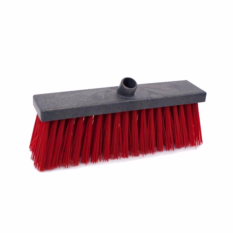 Gadekost 35cm plast med gevind, røde børster