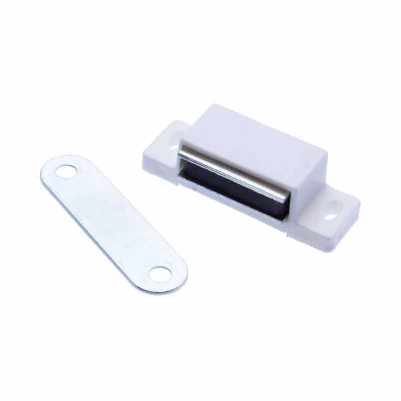 Skabsmagnetlås hvid 4kg 2 hul á 10 stk