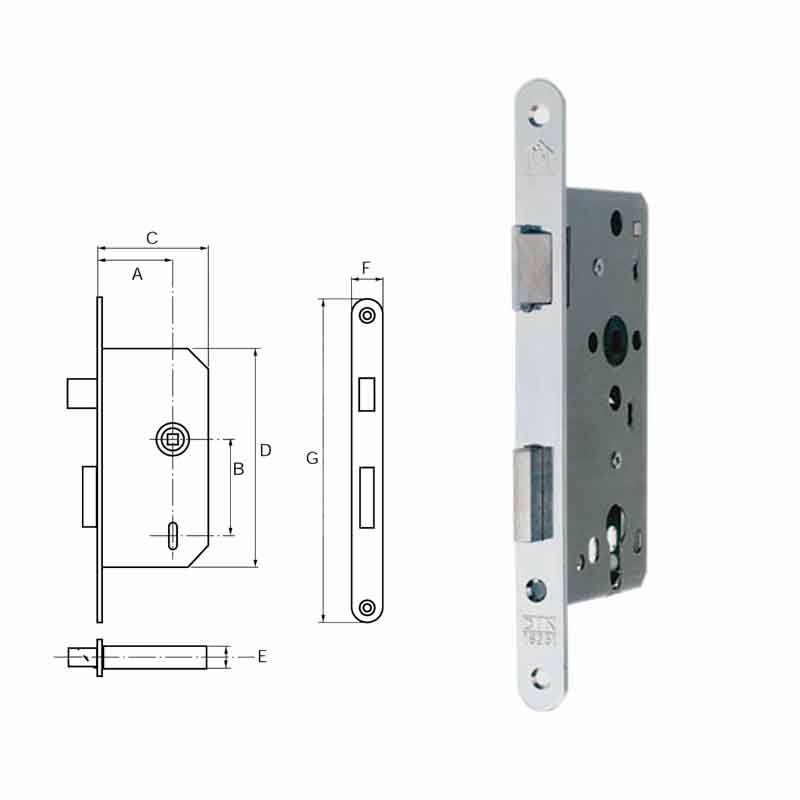 Låsekasse 141 H F/R D55/PZ72 20x235mm
