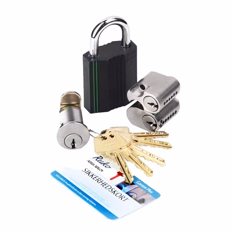 Cylindersæt RG2602+RG1607+RG2641 rsl m/kort og 5 nøgler