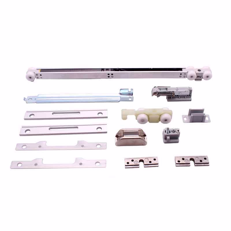 Glasbeslag hjulsæt V24 80kg m/kort/lang dæmper t/10mm glas