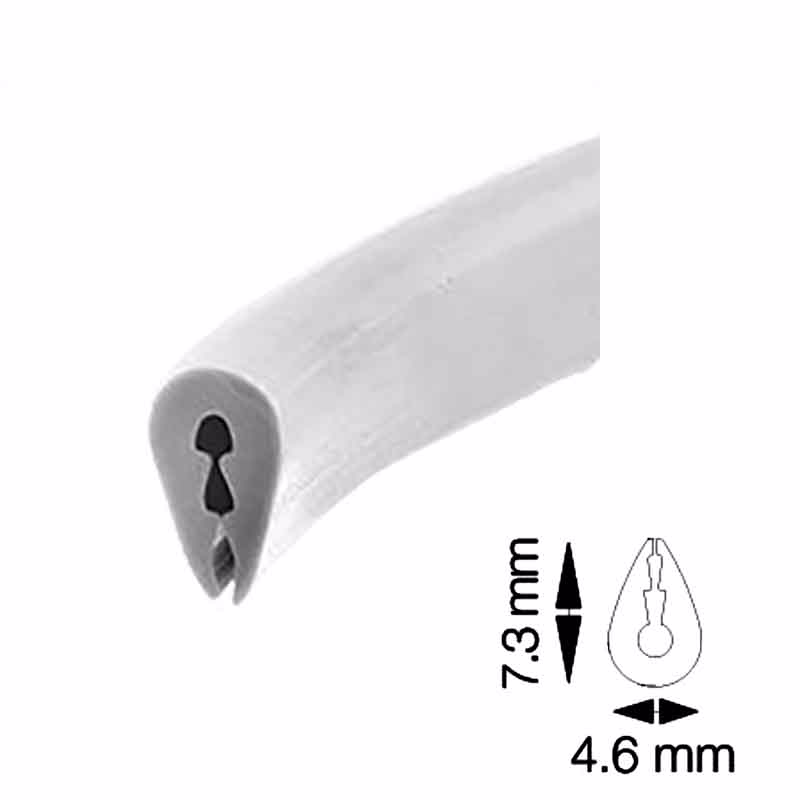 Klemliste grå 4,6x7,3mm, blød plast, til 1 mm plade