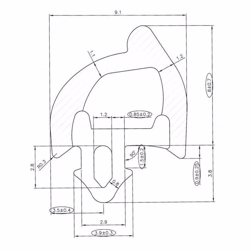 Tætningsliste til Velfac vinduer type 200&400 grå/sort á 300