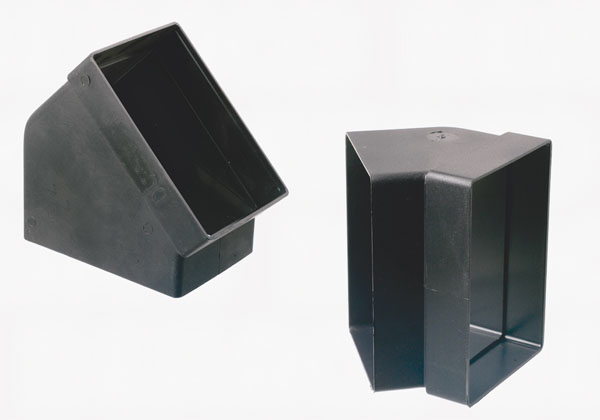 Bøjning 45° sort 150x150mm