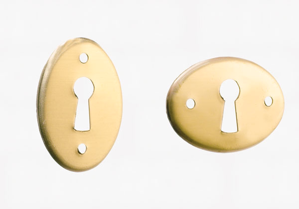 Nøgleskilt messing pol 26x36mm á 2 stk