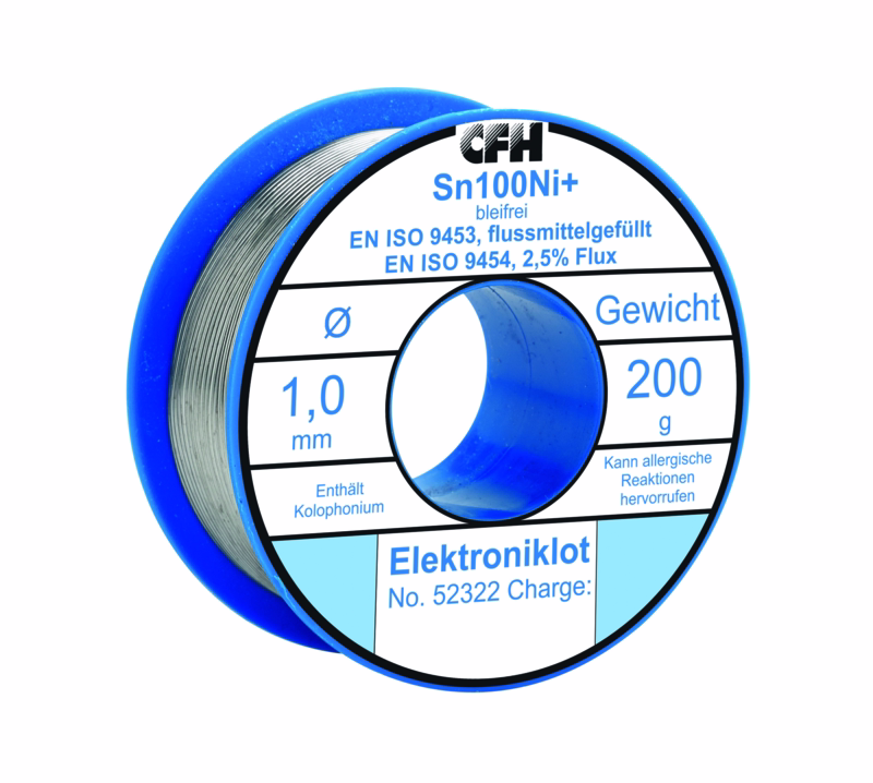 Loddetin EL 324 elektronik Ø1,0 mm - 70 g. Blyfri Sn100Ni+