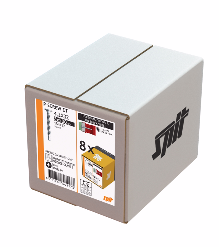 Gipsskrue fzb t/stål 12MY 4,2x32mm á 500 stk