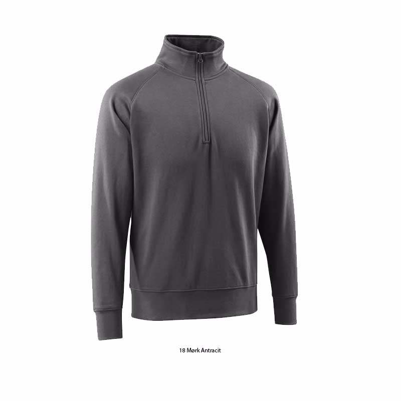 Sweatshirt m/lynlås Nantes Mørk Antracit Str. 2XL