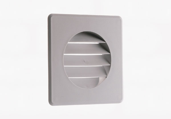 Jalousirist grå plast 127x127mm Ø100