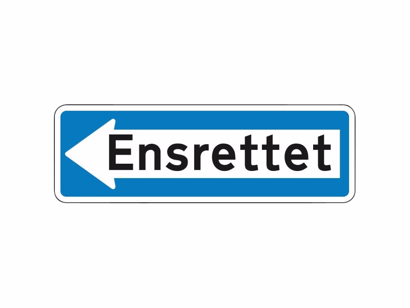 Oplysningstavle E19.1 "Ensrettet færdsel, venstre"