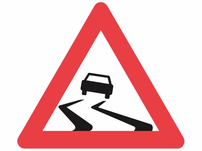 Advarselstavle A31  "glat vej"