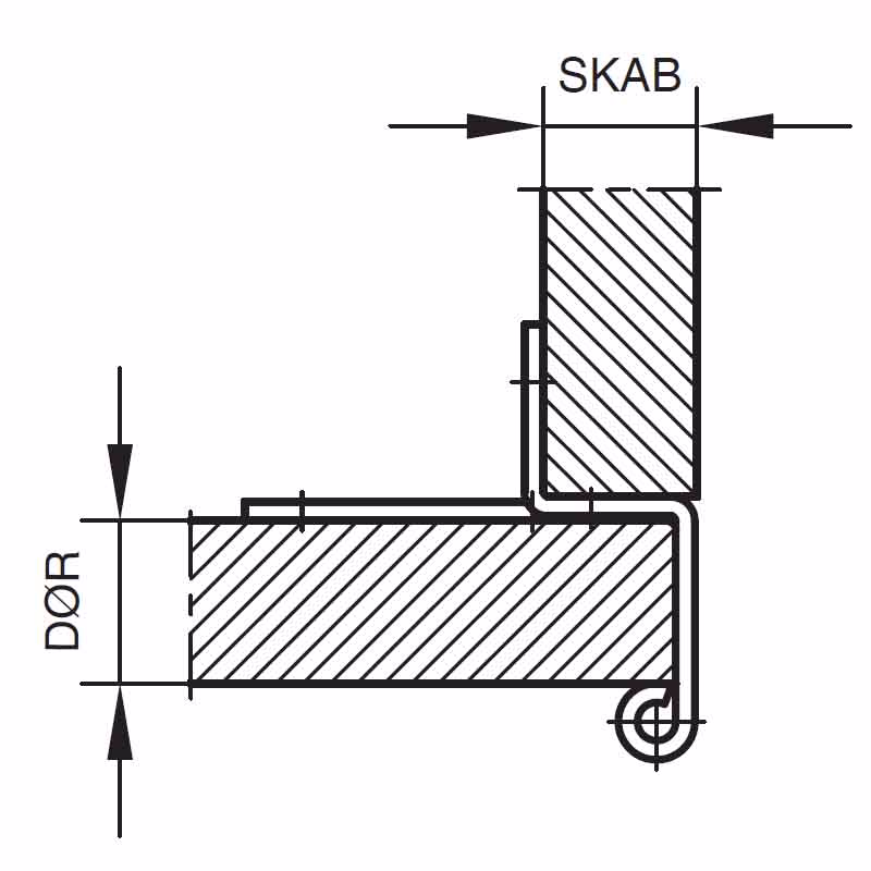 Skabshængsel grå 60mm vendb. udenpålig. 20/19mm 13434