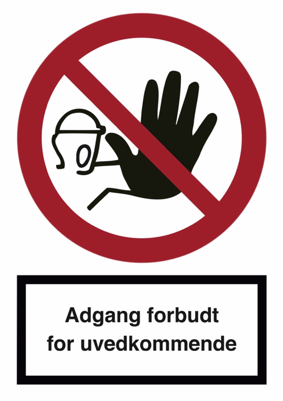 Skilt adgang forbudt hvid/rød