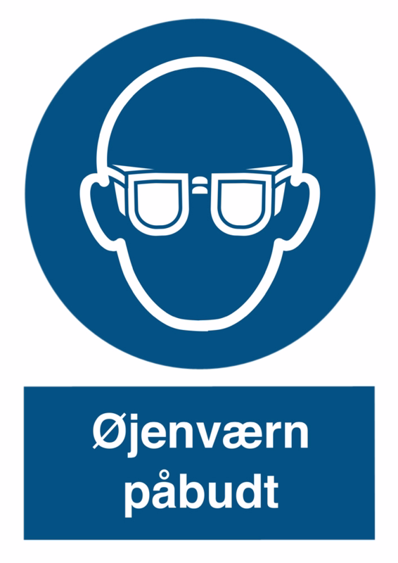 Skilt øjenværn påbudt blåt