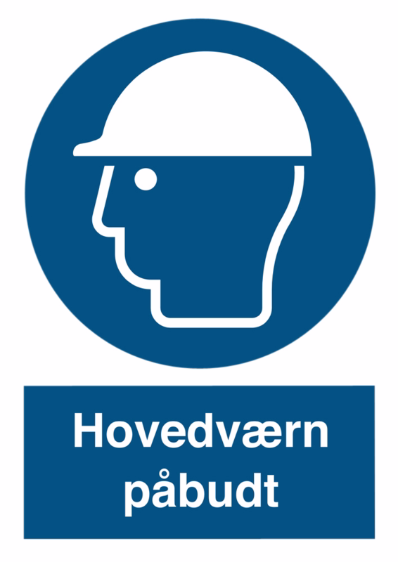 Skilt hovedværn påbudt blåt