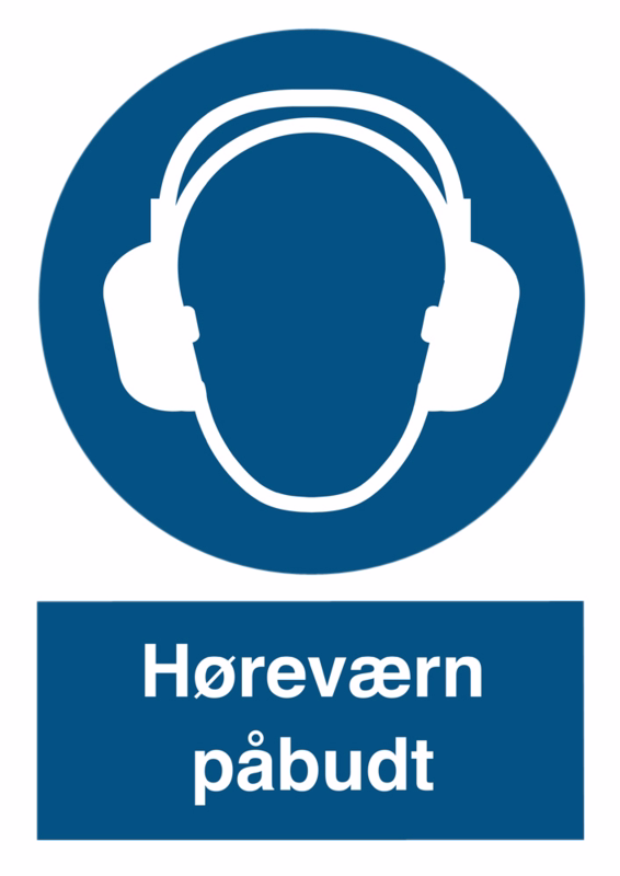 Skilt høreværn påbudt blåt