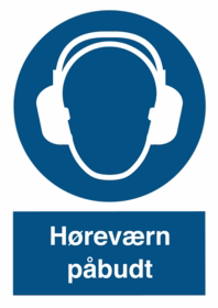 OS - Skilt høreværn påbudt blåt