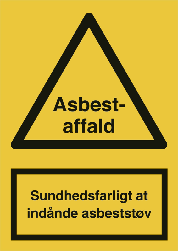 Skilt Asbest-affald gul