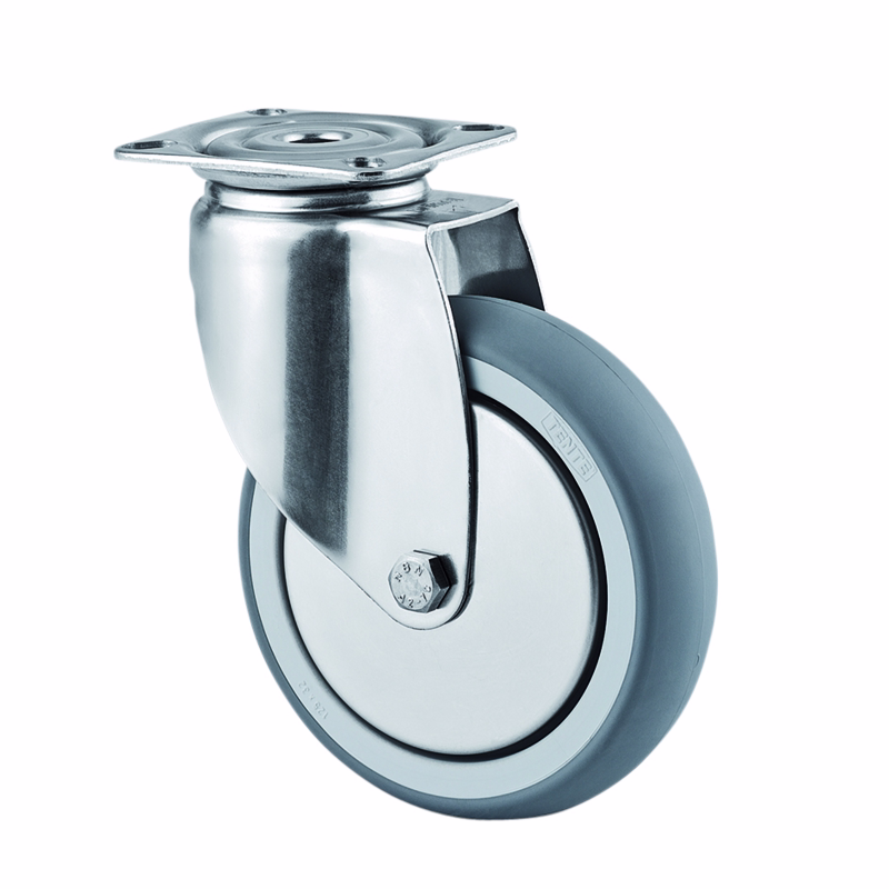 Hjul drejelig m/plade fzb/gummi Ø75mm 75kg