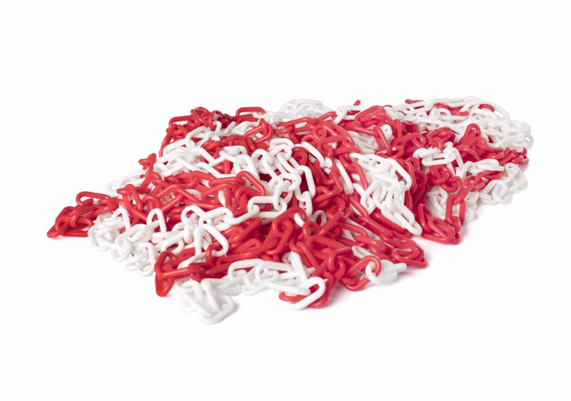 Afspærringskæde 6mm x 25m Hvid/Rød