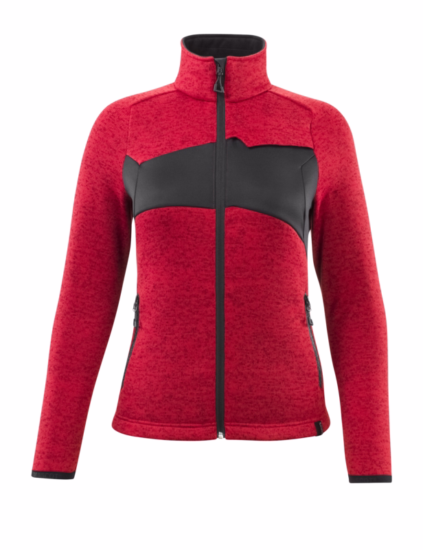 Striktrøje 18155 m/lynlås Signalrød/sort str. M