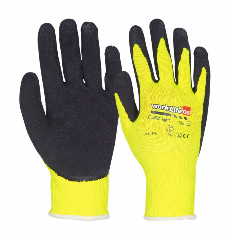 Handske Cobra light gul/sort, str. 8