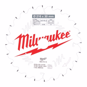 Milwaukee - Rundsavklinge Ø216x30x2,4mm Z24W Træ