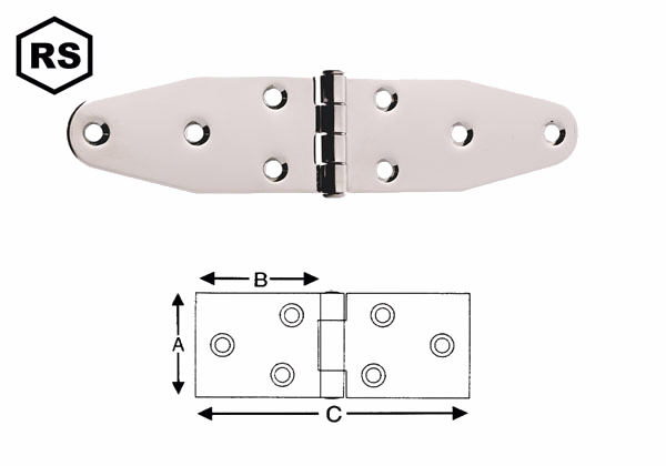 Bladhængsel rustfri poleret A4 40x180mm