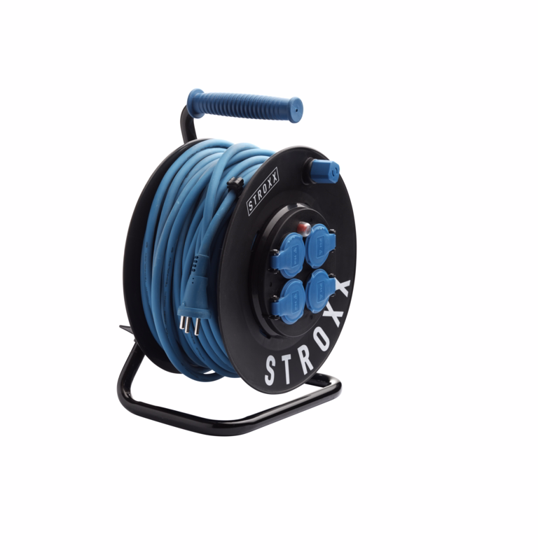 Kabeltromle 25 m, m/jord, 4 udtag, fast kerne