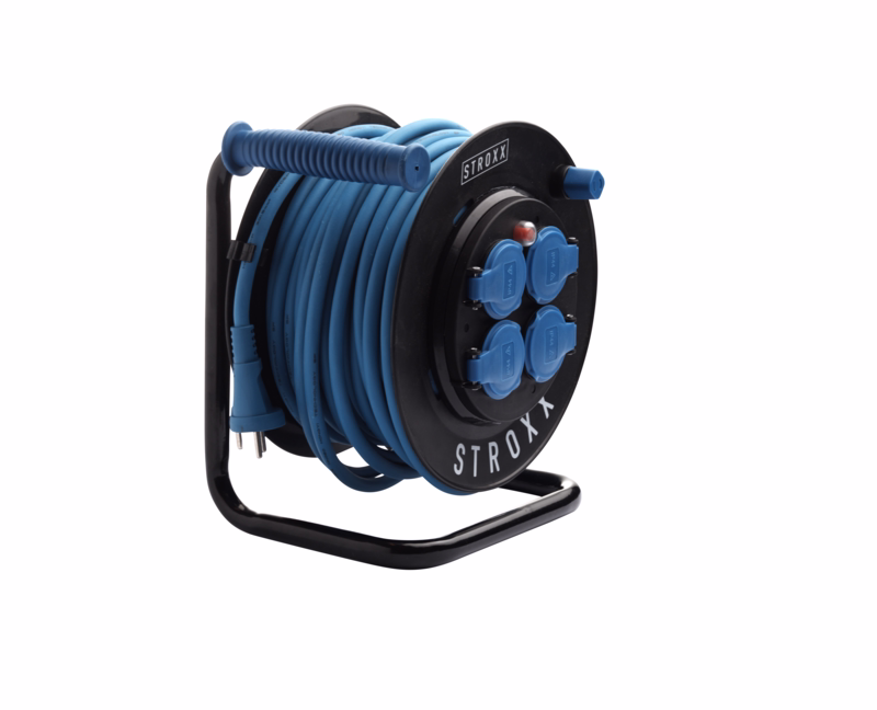 Kabeltromle 40 m, m/jord, 4 udtag, fast kerne