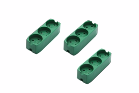 BASIXX - Stikdåse, 3 udtag, forstærket, , grøn, 3 stk