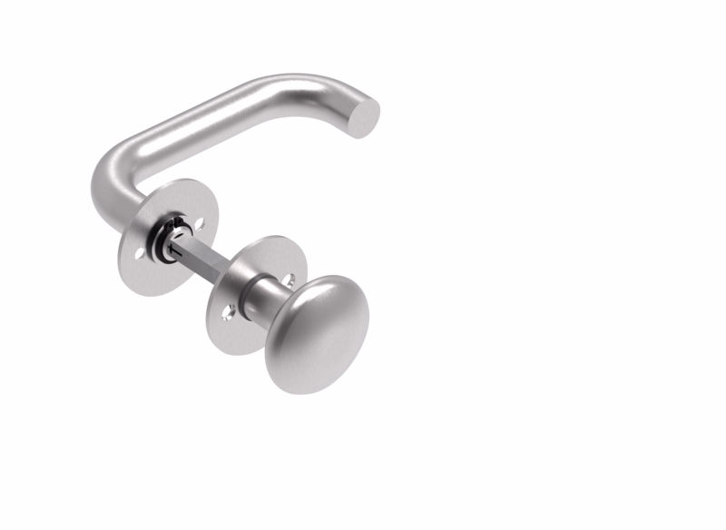 Dørgreb RS U-form m/fast Knop massiv cc30, 7020.04-7082AB