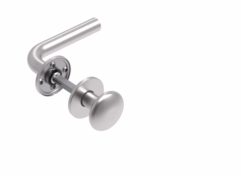 Dørgreb RS L-form m/fast Knop klips cc30/38 7021.084-7082AB