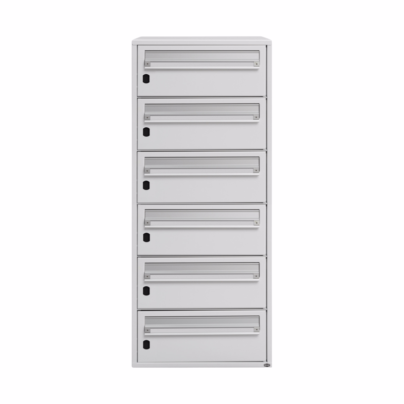 Postkasse 701 1-sektion hvid RAL9016, 6 rum u/lås