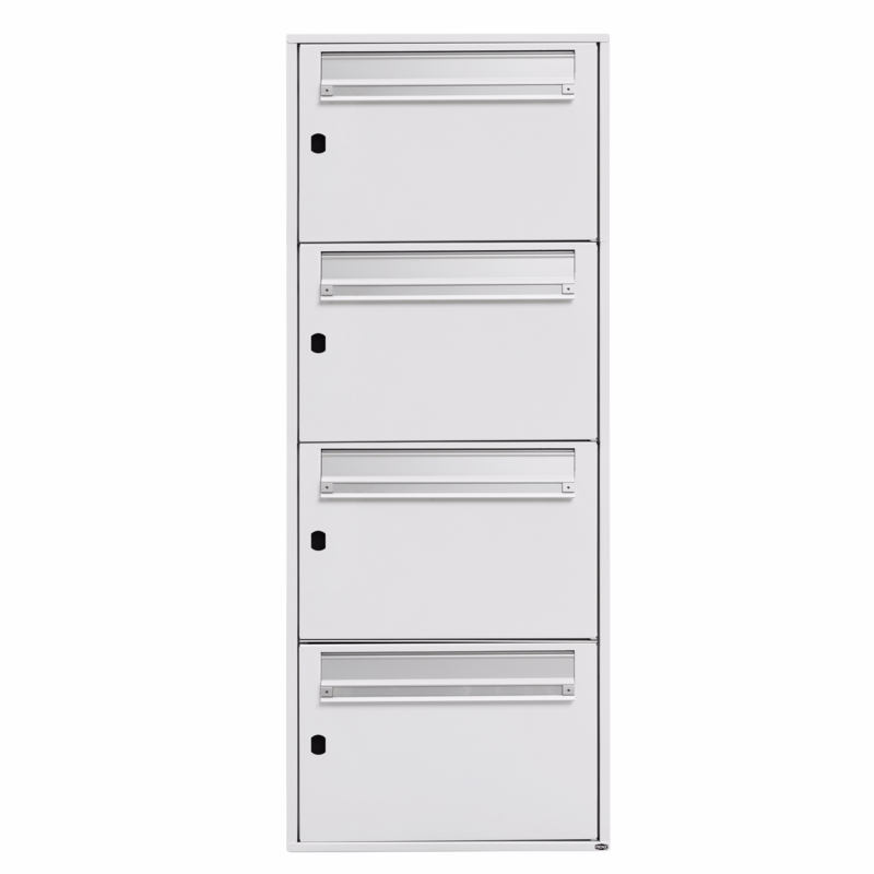 Postkasse 784  1-sektion hvid RAL9016, 4 rum u/lås