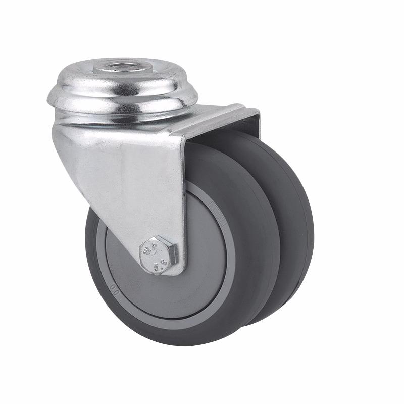 Hjul drejelig m/bolthul dobb fzb/gummi 50mm 70kg