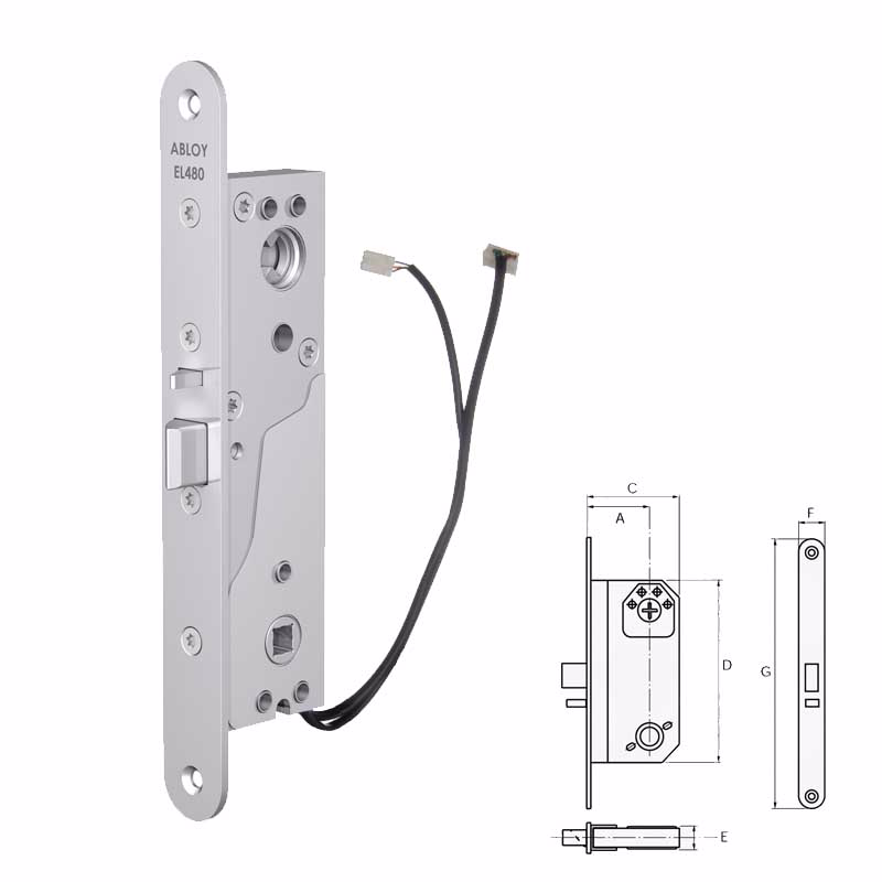 Magnetlås EL480 D35 m/2-delt fallerør 12-24V m/EA307