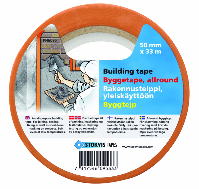 Byggetape orange 50mm x 33m