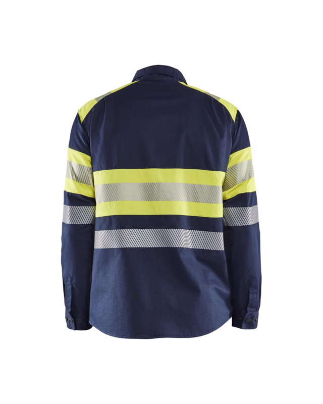 Arbejdsskjorte Hi-vis 3229 marineblå/gul, str. L