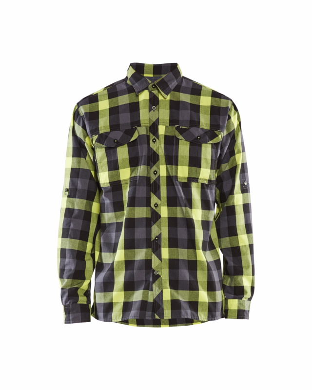 Skjorte Flannel 3299 sort/gul, str. S