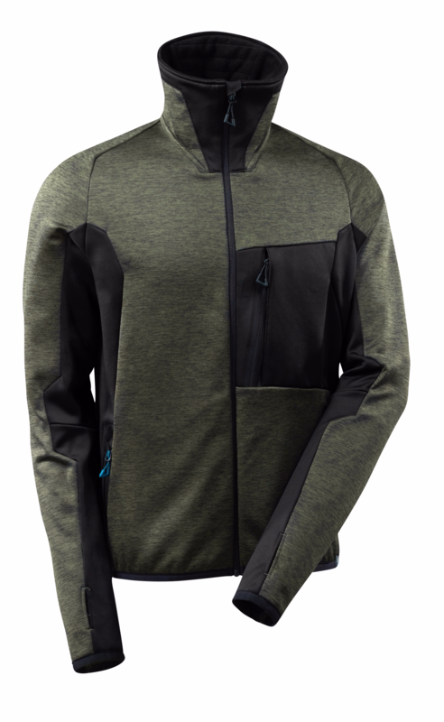 Fleecetrøje 17103, mosgrøn/sort, str. 2XL