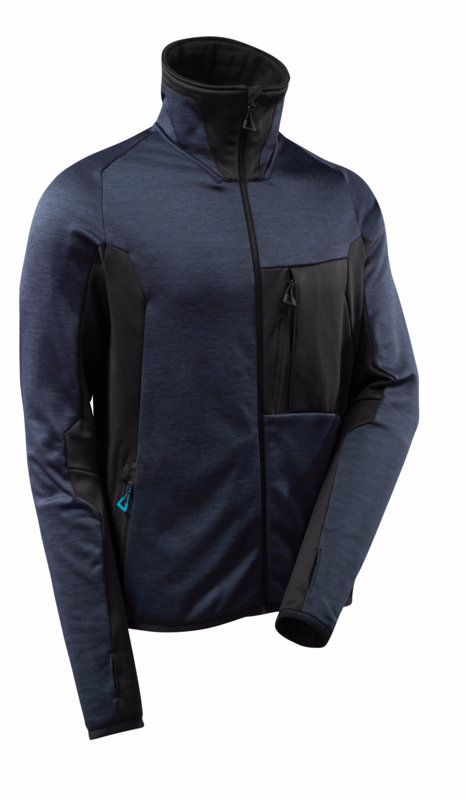 Fleecetrøje 17103, petroleum/sort, str.  XL